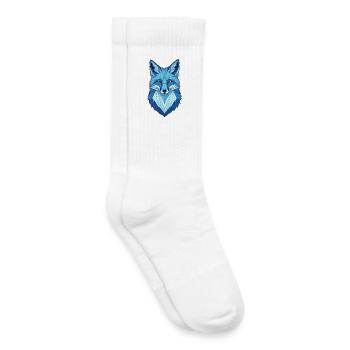 Blue Geometric Wolf Head - Kids Tennis Socks - white - Right