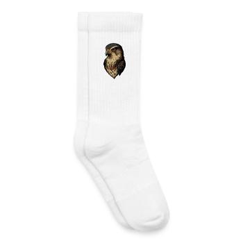 Portrait de faucon en brun doré - Chaussettes de tennis bio enfant - blanc - Droite