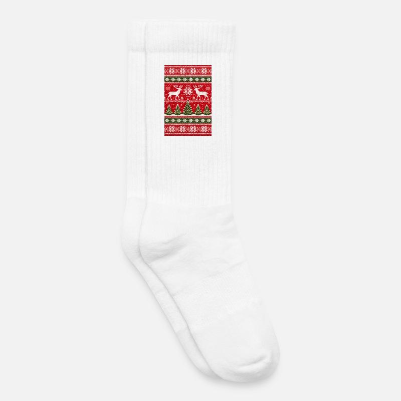 Winterliches Rentier-Strickmuster - Kinder Tennissocken - Weiß