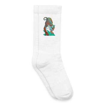 Tigre bleu turquoise sur rocher - Chaussettes de tennis bio enfant - blanc - Droite
