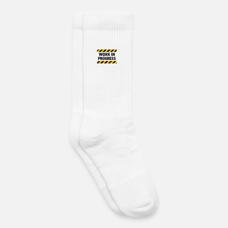 Progress in progress – warning tape - Kids Tennis Socks - white