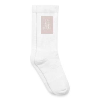 La Vie Est Belle – Elegantes Typografie Poster - Kinder Tennissocken - Weiß - Rechts