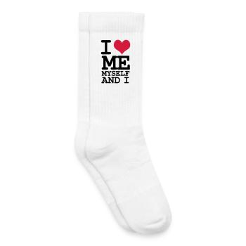 Je m’aime moi-même et je - Humour - Chaussettes de tennis bio enfant - blanc - Droite