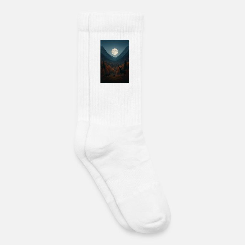Lunar light on forest valley - Kids Tennis Socks - white