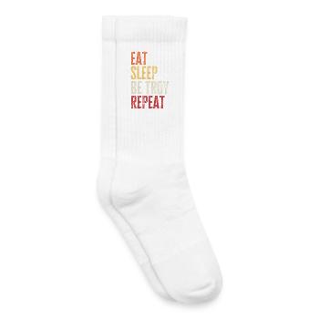 Mange, dors Be Troy, répète le nom rétro - Chaussettes de tennis bio enfant - blanc - Droite