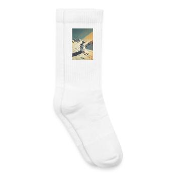 Skiing Snowman - Kids Tennis Socks - white - Right