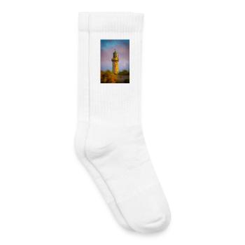 Leuchtturm in Warnemünde im Sonnenuntergang - Kinder Tennissocken - Weiß - Rechts