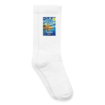 Gijón, Espagne - Chaussettes de tennis bio enfant - blanc - Droite