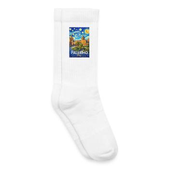 Palerme, Italie. - Chaussettes de tennis bio enfant - blanc - Droite