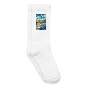 Nice, France - Chaussettes de tennis bio enfant - blanc - Droite