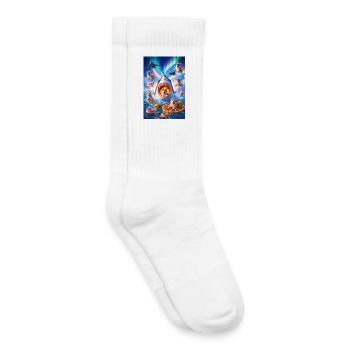 Shark with pizza & space dogs - Kids Tennis Socks - white - Right