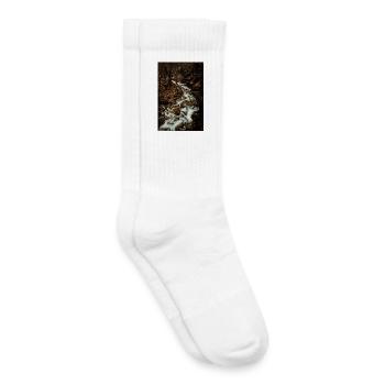 Autumn colors in the river.  - Kids Tennis Socks - white - Right