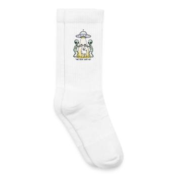 Drôle d’extraterrestre kidnappant la chèvre - Chaussettes de tennis bio enfant - blanc - Droite