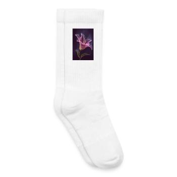 Neon Lily Glow in Violet Night - Kids Tennis Socks - white - Right