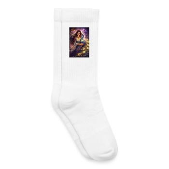 Femme indienne mystique avec un paon - Chaussettes de tennis bio enfant - blanc - Droite