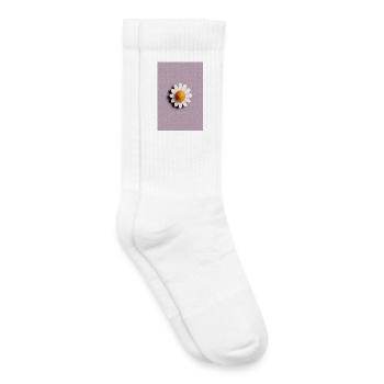 Soleil marguerite joyeux sur fond lilas - Chaussettes de tennis bio enfant - blanc - Droite