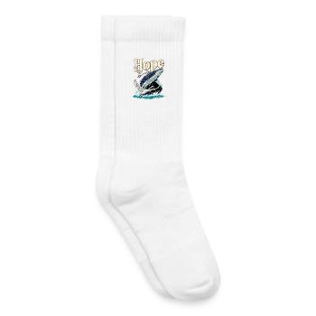 Espoir, baleines et cygne - Chaussettes de tennis bio enfant - blanc - Droite