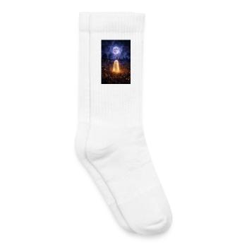 Fantôme au clair de lune dans le Champ des Lanternes - Chaussettes de tennis bio enfant - blanc - Droite