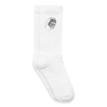 Bukowski Quote Typography on Dark Portrait - Kids Tennis Socks - white - Right