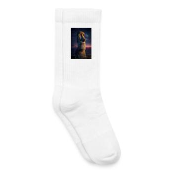 Sternenklare Moai an einem kosmischen Ufer - Kinder Tennissocken - Weiß - Rechts