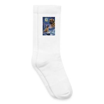 Howling to the Moon Meme Hund Leonberger - Kinder Tennissocken - Weiß - Rechts