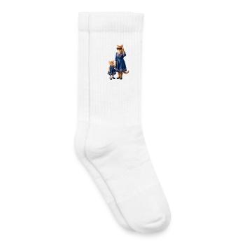 Minettes Story – Ginger Cat Mom & Kitten - Kids Tennis Socks - white - Right