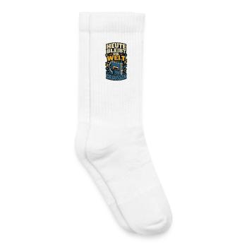 Heute bleibt die Welt draußen - Kinder Tennissocken - Weiß - Rechts