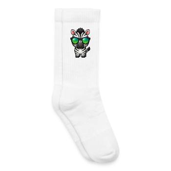 Süßes Zebra Cartoon Kawaii mit Sonnenbrille - Kinder Tennissocken - Weiß - Rechts