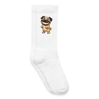 Lustiger Mops Comic zeigt Zähne - Kinder Tennissocken - Weiß - Rechts