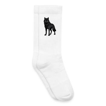 Black wolf with yellow eyes - Kids Tennis Socks - white - Right