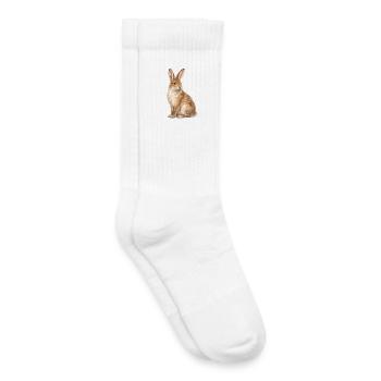 Watercolor Rabbit Motif - Kids Tennis Socks - white - Right