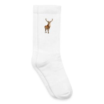 Forest Deer Watercolor Painting - Kids Tennis Socks - white - Right