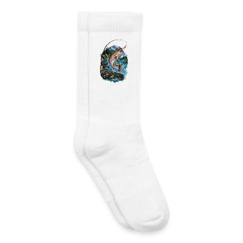 Rainbow fish jump at the mountain lake - Kids Tennis Socks - white - Right