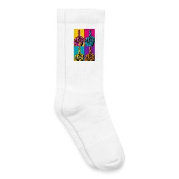 Pop Art Hand Four-Colored Finger - Kids Tennis Socks - white - Right