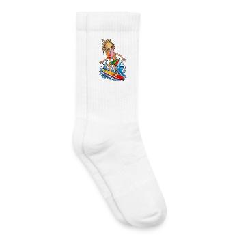 Surfer Cartoon Wave Hero - Kids Tennis Socks - white - Right