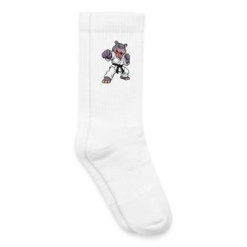 Strong hippopotamus in karate - Kids Tennis Socks - white - Right