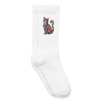 Patchwork Cat Floral Pattern - Kids Tennis Socks - white - Right