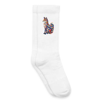 Patchwork Fox Floral Pattern - Kids Tennis Socks - white - Right