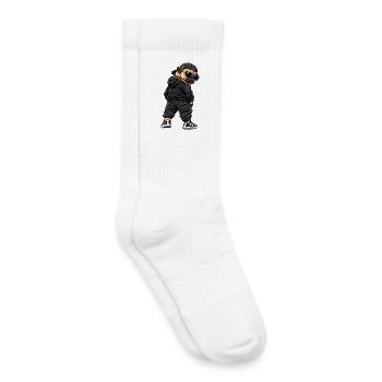 Cool gangster pug in streetwear style - Kids Tennis Socks - white - Right