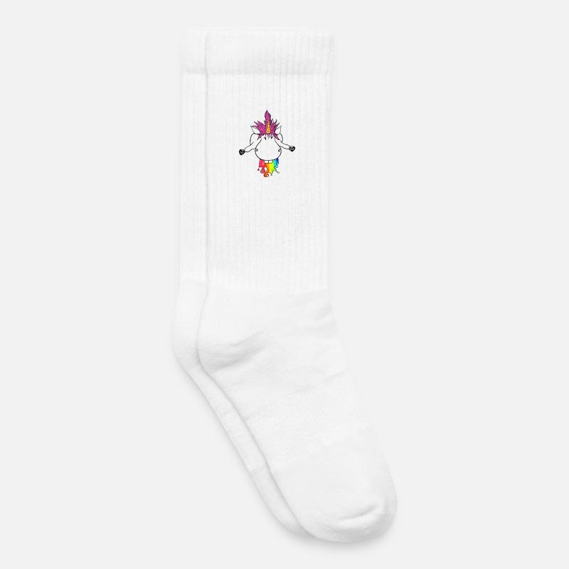 Regenbogen Einhorn Farbklecks Regenbogenkotze - Kinder Tennissocken - Weiß