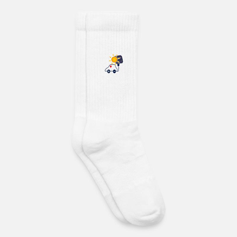 Sonnenkraft Auto mit Solarpanel - Kinder Tennissocken - Weiß