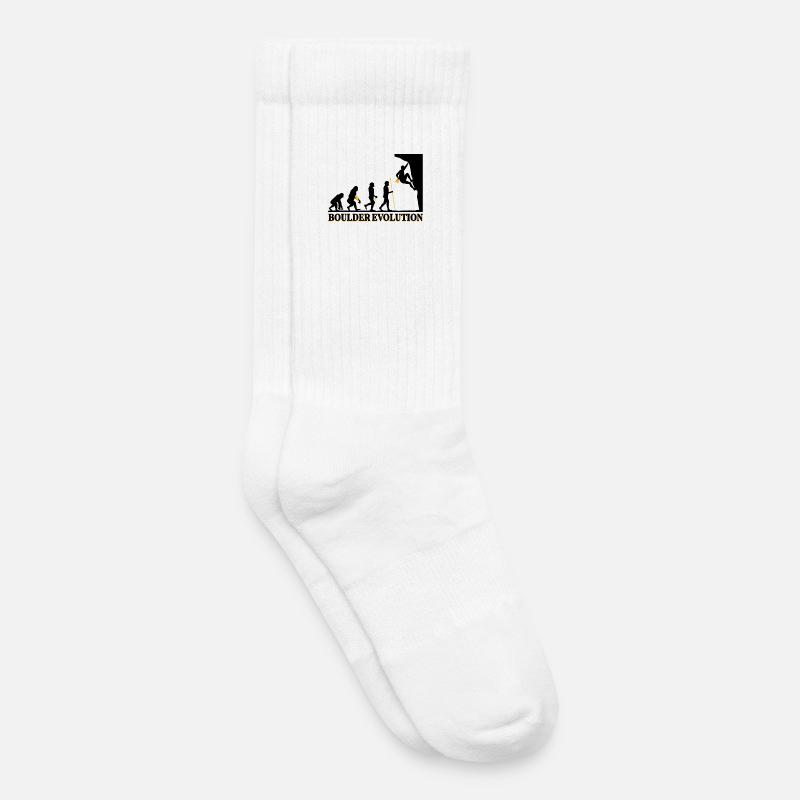 Boulder Evolution Klettern Bergsteigen Spruch - Kinder Tennissocken - Weiß