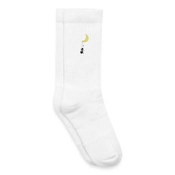 Toddler Swinging Under Moon Street Art - Kids Tennis Socks - white - Right