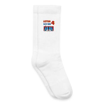 4 Jahre Geburtstag Kind Zug Tram Straßenbahn - Kinder Tennissocken - Weiß - Rechts