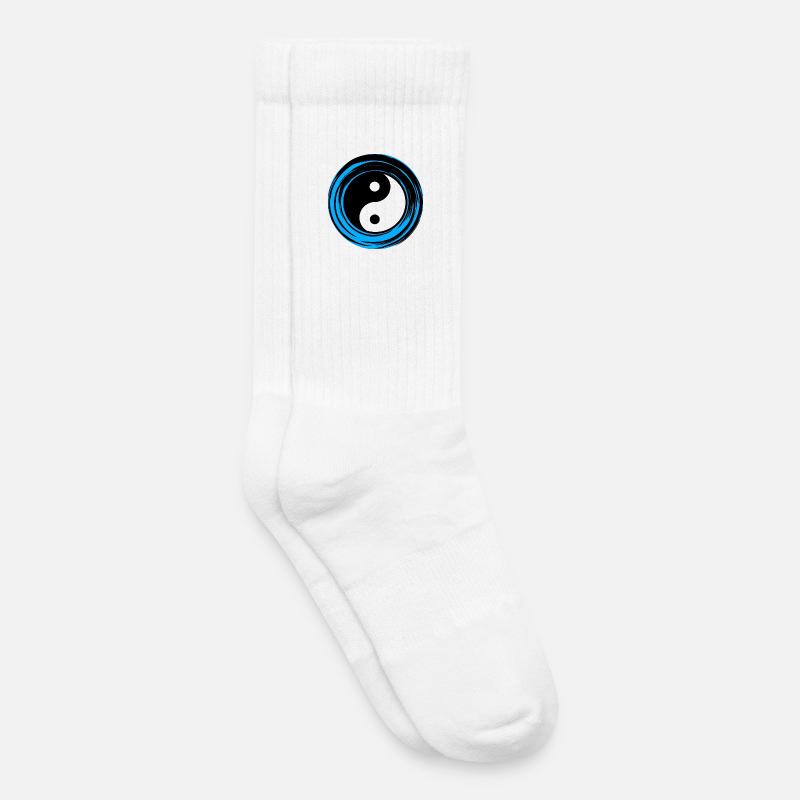 Yin-Yang Blau - Kinder Tennissocken - Weiß