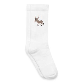 Esel Illustration – handgezeichnetes Tiermotiv - Kinder Tennissocken - Weiß - Rechts