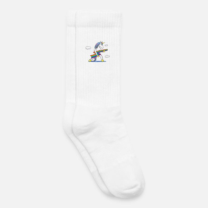 Rainbow Rock – Einhorn mit Regenbogenblitz - Kinder Tennissocken - Weiß