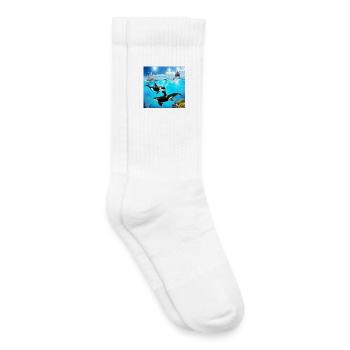 Undersea Pod: Orca and Dolphin Dive - Kids Tennis Socks - white - Right