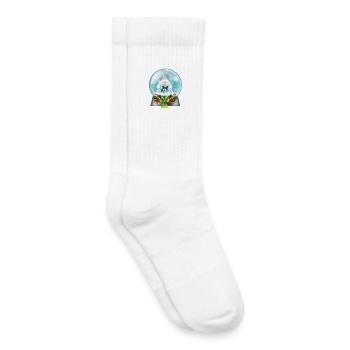 Schneekugel Weihnachtsmann mit Zuckerstangen - Kinder Tennissocken - Weiß - Rechts