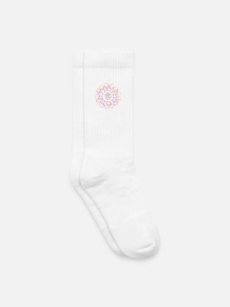 Leuchtendes Mandala in Neonfarben - Kinder Tennissocken - Weiß